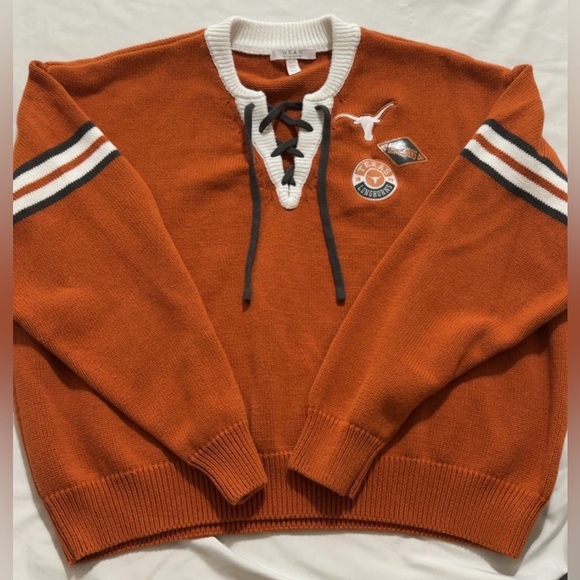 Texas Longhorn Patched Sweater with Lace-Up Detail - Picture 9 of 9